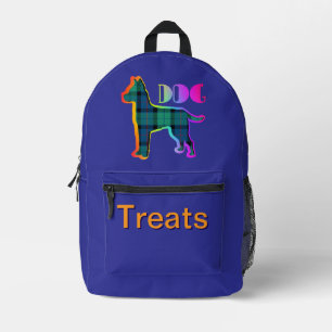 DOG Treats Green Plaid Blue Printed Backpack