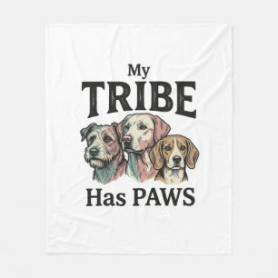 Dog Tribe Has Paws Vintage Engraving Design_1 Fleece Blanket