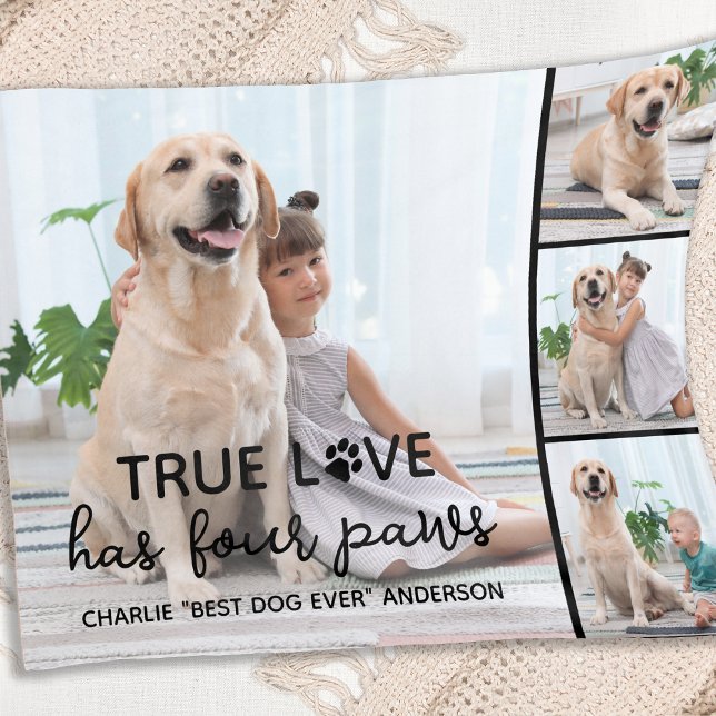 DOG True LOVE Personalised Dog Lover 4 Picture Fleece Blanket (Creator Uploaded)