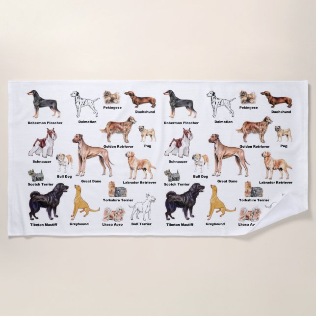 Dog Types beach towel (Front)