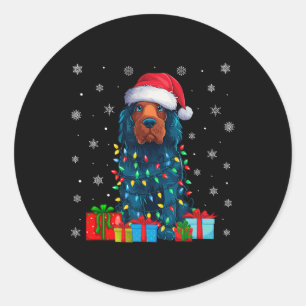 Dog Ugly Xmas Light Santa Hat Portuguese Water Dog Classic Round Sticker