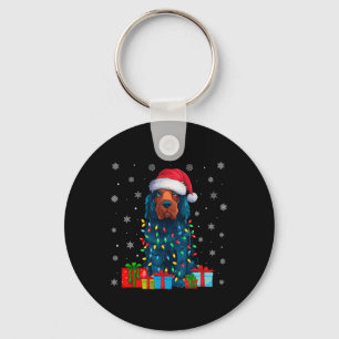 Dog Ugly Xmas Light Santa Hat Portuguese Water Dog Key Ring