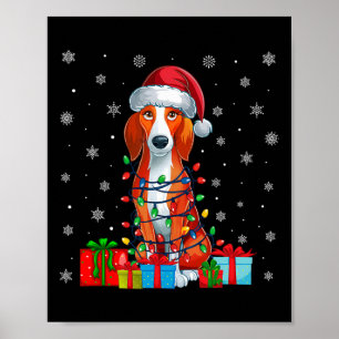 Dog Ugly Xmas Lights Santa American Foxhound Dog C Poster