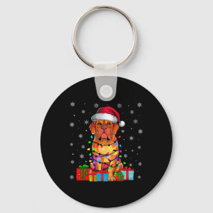 Dog Ugly Xmas Lights Santa Dogue De Bordeaux Dog C Key Ring