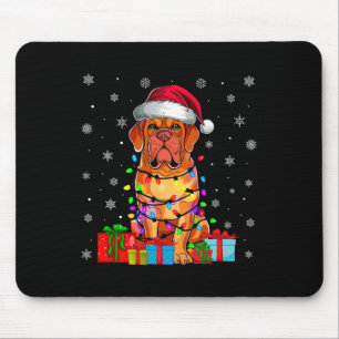 Dog Ugly Xmas Lights Santa Dogue De Bordeaux Dog C Mouse Pad
