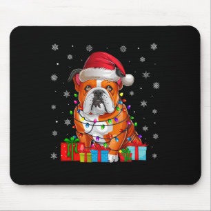 Dog Ugly Xmas Lights Santa Hat American Bulldog Ch Mouse Pad