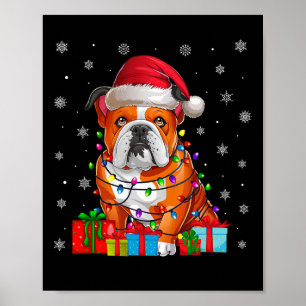 Dog Ugly Xmas Lights Santa Hat American Bulldog Ch Poster
