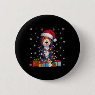 Dog Ugly Xmas Lights Santa Hat Bernedoodle Dog Chr 6 Cm Round Badge