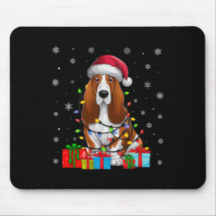 Dog Ugly Xmas Lights Santa Hat Bet Hound Dog Chris Mouse Pad