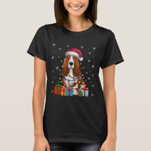 Dog Ugly Xmas Lights Santa Hat Bet Hound Dog Chris T-Shirt
