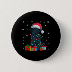 Dog Ugly Xmas Lights Santa Hat Black Labrador Dog 6 Cm Round Badge