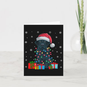 Dog Ugly Xmas Lights Santa Hat Black Labrador Dog Card