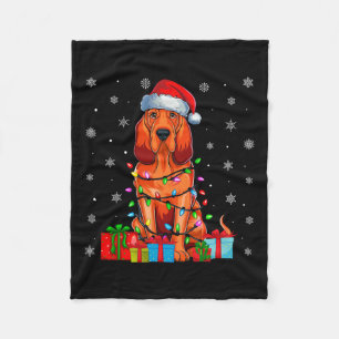 Dog Ugly Xmas Lights Santa Hat Bloodhound Dog Chri Fleece Blanket