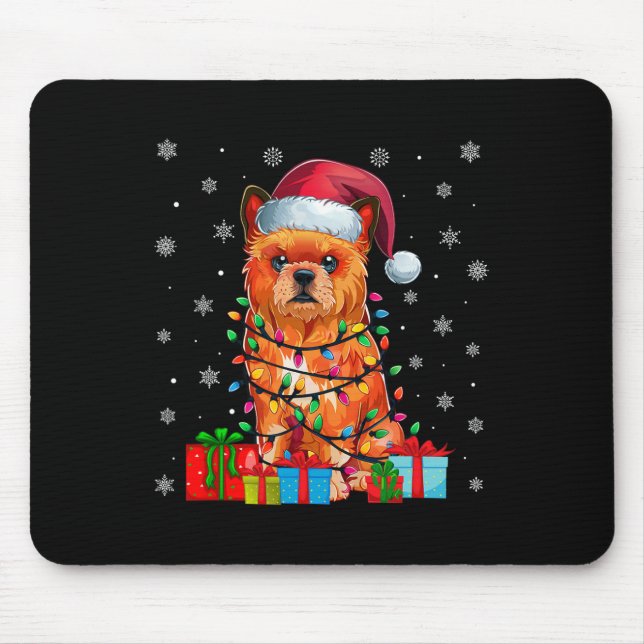 Dog Ugly Xmas Lights Santa Hat Brussels Griffon Ch Mouse Pad (Front)