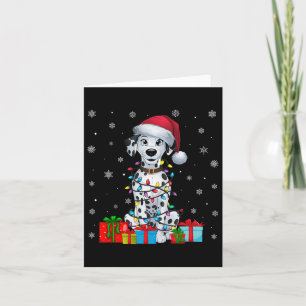 Dog Ugly Xmas Lights Santa Hat Dalmatian Dog Chris Card