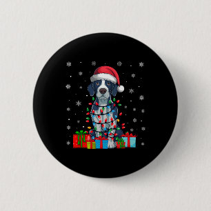 Dog Ugly Xmas Lights Santa Hat English Pointer Dog 6 Cm Round Badge