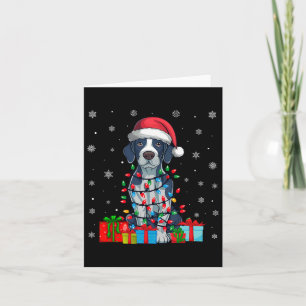 Dog Ugly Xmas Lights Santa Hat English Pointer Dog Card