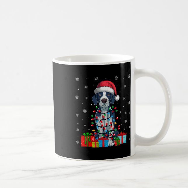 Dog Ugly Xmas Lights Santa Hat English Pointer Dog Coffee Mug (Right)