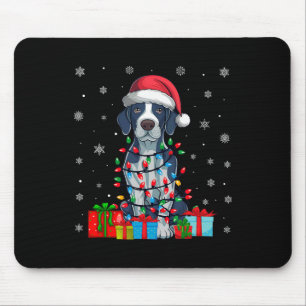 Dog Ugly Xmas Lights Santa Hat English Pointer Dog Mouse Pad