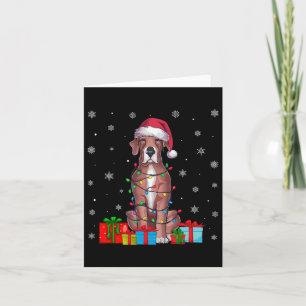 Dog Ugly Xmas Lights Santa Hat Great Dane Dog Chri Card