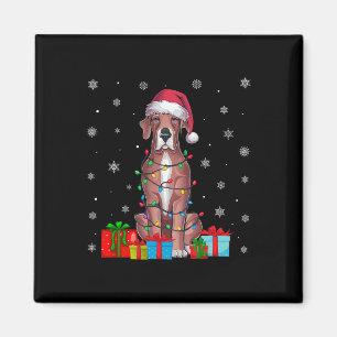 Dog Ugly Xmas Lights Santa Hat Great Dane Dog Chri Magnet