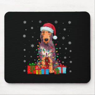 Dog Ugly Xmas Lights Santa Hat Irish Wolfhound Dog Mouse Pad