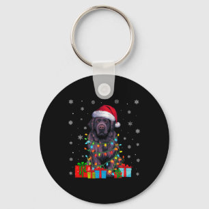 Dog Ugly Xmas Lights Santa Hat Newfoundland Dog Ch Key Ring