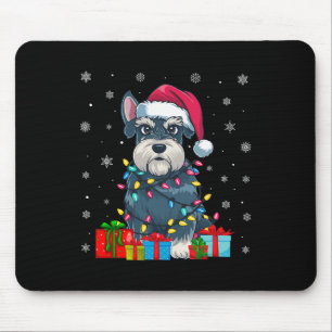 Dog Ugly Xmas Lights Santa Hat Schnauzer Dog Chris Mouse Pad