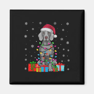 Dog Ugly Xmas Lights Santa Hat Weimaraner Dog Chri Magnet
