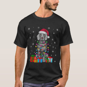 Dog Ugly Xmas Lights Santa Hat Weimaraner Dog Chri T-Shirt