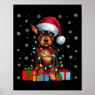 Dog Ugly Xmas Lights Santa Miniature Pinscher Dog Poster
