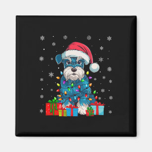 Dog Ugly Xmas Lights Santa Miniature Schnauzer Dog Magnet