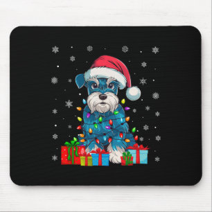 Dog Ugly Xmas Lights Santa Miniature Schnauzer Dog Mouse Pad