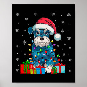 Dog Ugly Xmas Lights Santa Miniature Schnauzer Dog Poster