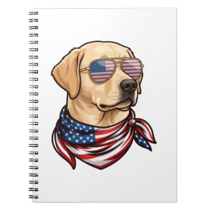 Dog Usa Flag Sunglasses Bandanna Notebook
