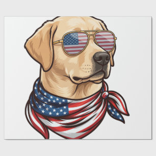 Dog Usa Flag Sunglasses Bandanna Wrapping Paper