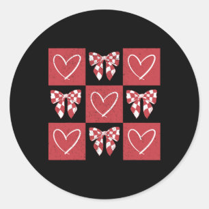 Dog Valentine Coquette Bow Dog Paw Heart Valentine Classic Round Sticker
