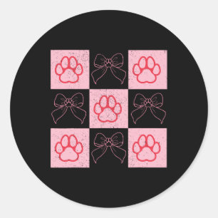 Dog Valentine Coquette Bow Dog Paw Heart Valentine Classic Round Sticker