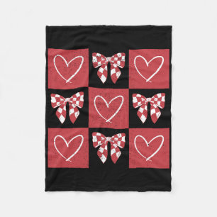 Dog Valentine Coquette Bow Dog Paw Heart Valentine Fleece Blanket
