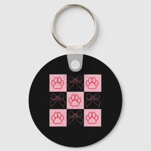 Dog Valentine Coquette Bow Dog Paw Heart Valentine Key Ring
