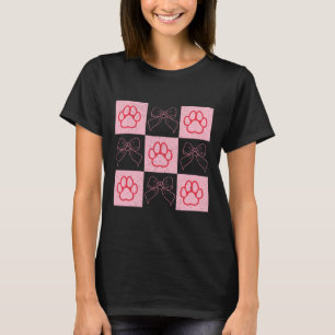 Dog Valentine Coquette Bow Dog Paw Heart Valentine T-Shirt
