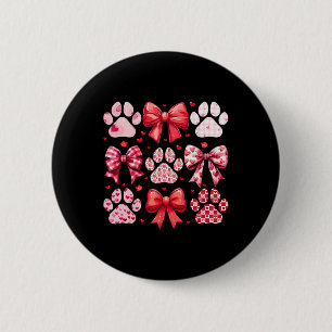 Dog Valentine Coquette Cute Dog Paw Print Heart Co 6 Cm Round Badge