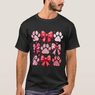 Dog Valentine Coquette Cute Dog Paw Print Heart Co T-Shirt