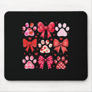Dog Valentine Coquette Dog Mom Dog Paw Print Heart Mouse Pad