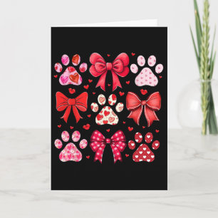 Dog Valentine Coquette Dog Paw Print Heart Pink Cu Card