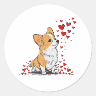 Dog Valentine Cute Corgi Valentine s Day Classic Round Sticker