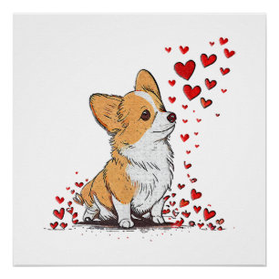 Dog Valentine Cute Corgi Valentine s Day Poster