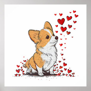 Dog Valentine Cute Corgi Valentine s Day Poster