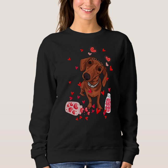 Dog Valentine Cute Dachshund Valentine's Day Sweatshirt (Front)