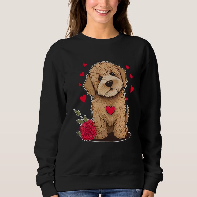 Dog Valentine Cute Golden Doodle Valentine's Day Sweatshirt (Front)